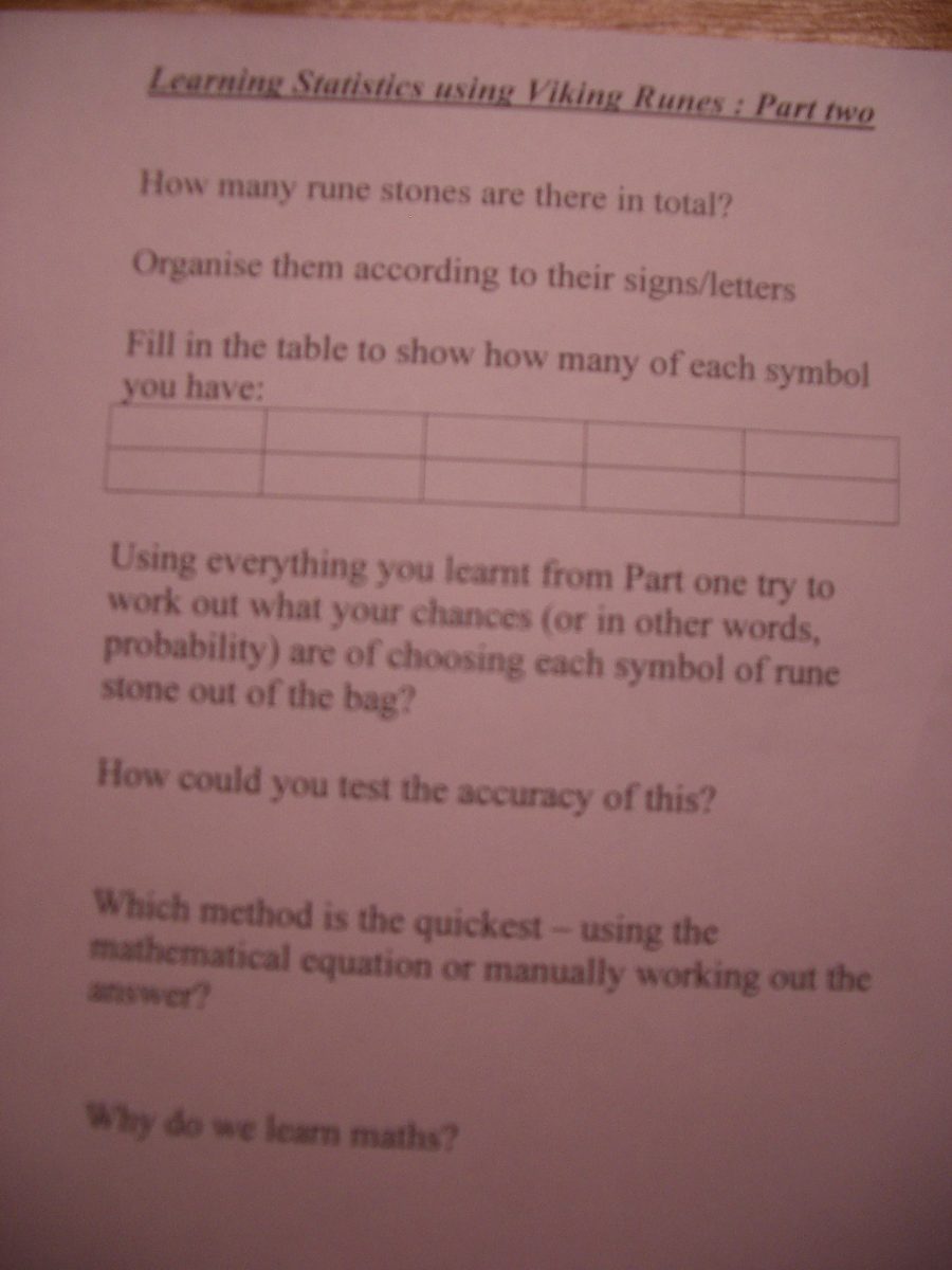 Work sheet for probability lesson