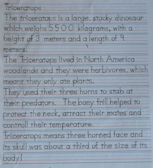 dinosaur unit study-triceratops-writing 2
