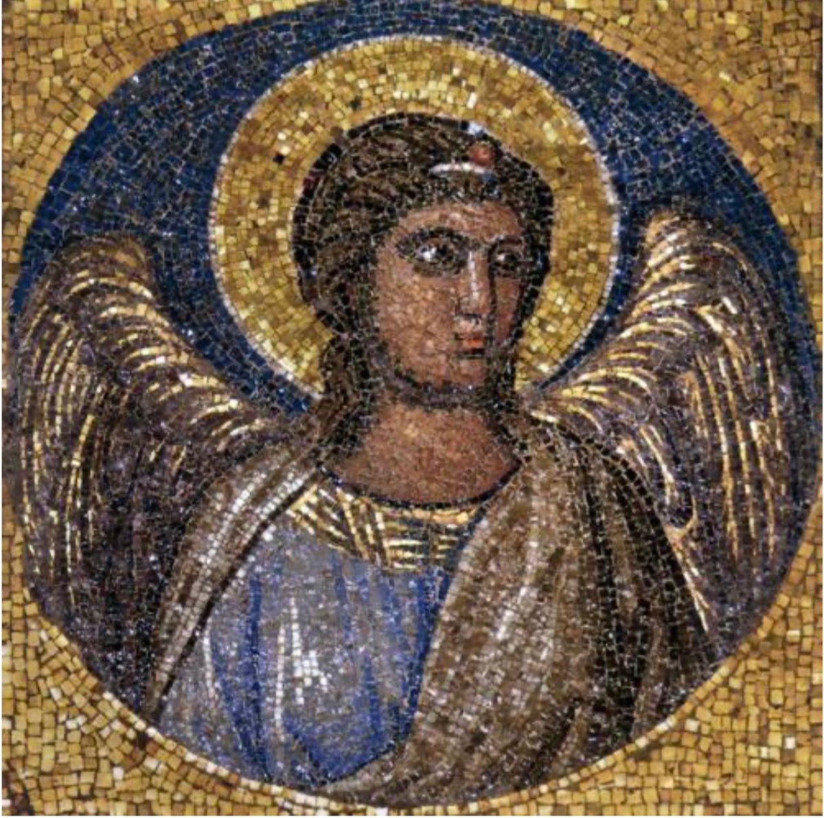 A fragment of a mosaic from Giotto of an angel